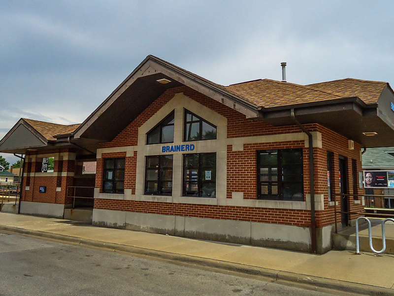 Ashland Green Line Station, Looking North at Eastbound Station House